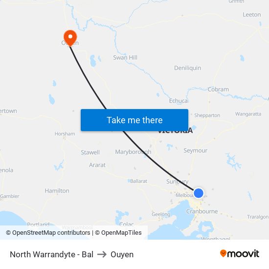 North Warrandyte - Bal to Ouyen map