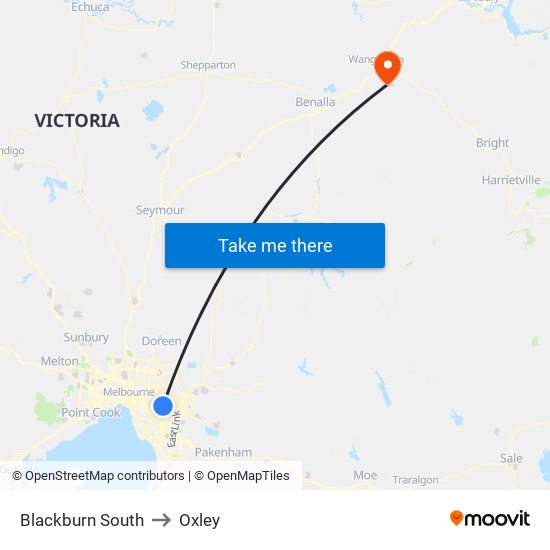 Blackburn South to Oxley map