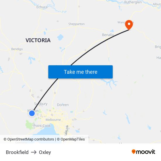 Brookfield to Oxley map