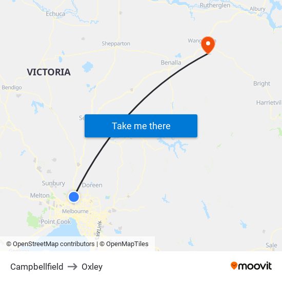 Campbellfield to Oxley map