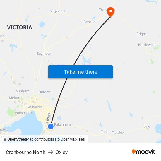 Cranbourne North to Oxley map