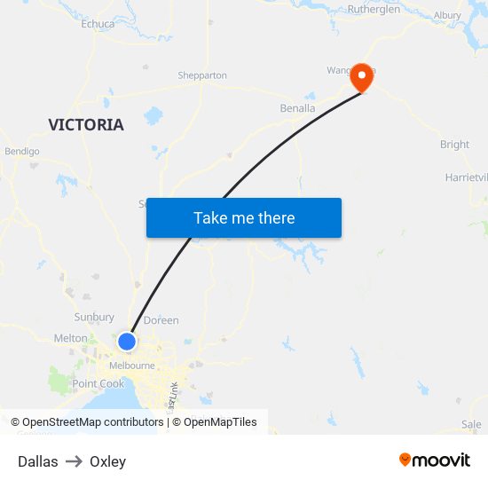 Dallas to Oxley map