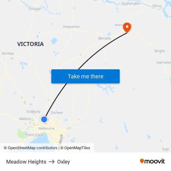 Meadow Heights to Oxley map