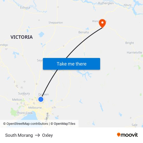 South Morang to Oxley map