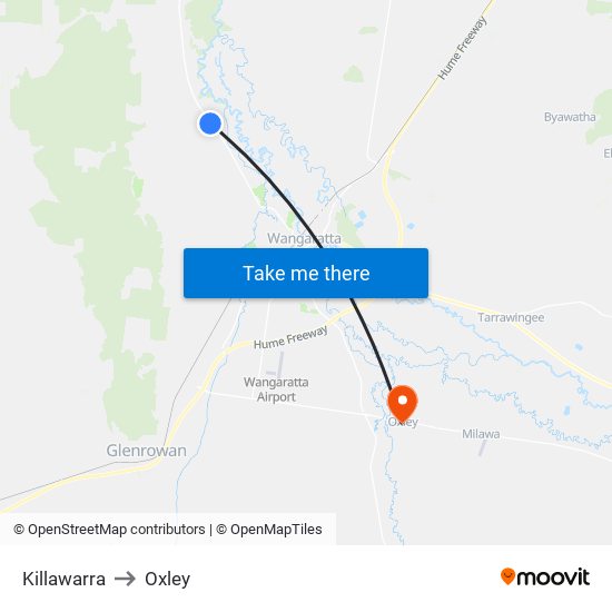 Killawarra to Oxley map