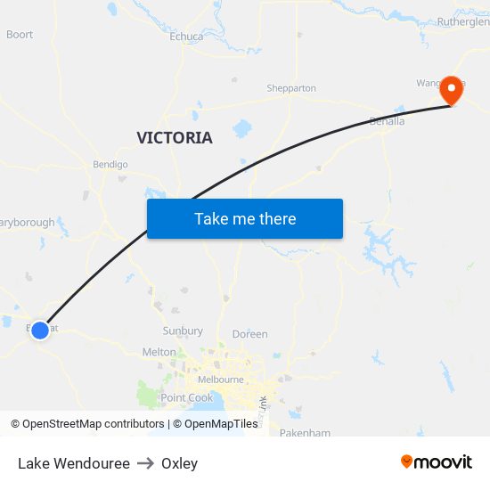 Lake Wendouree to Oxley map