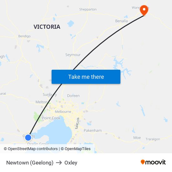 Newtown (Geelong) to Oxley map