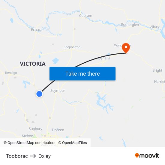 Tooborac to Oxley map