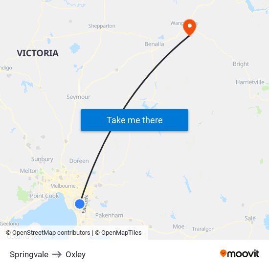 Springvale to Oxley map