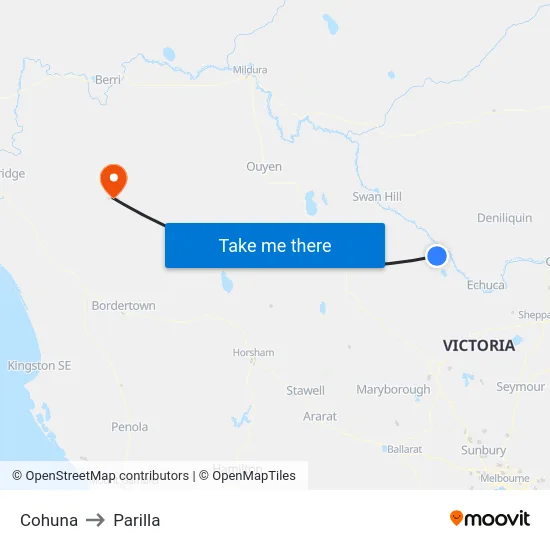 Cohuna to Parilla map