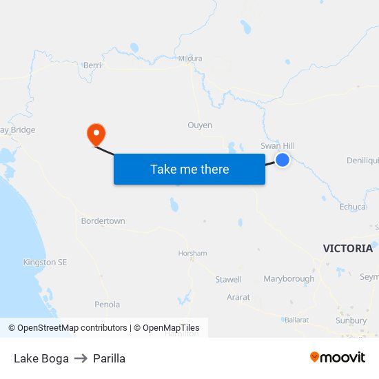 Lake Boga to Parilla map