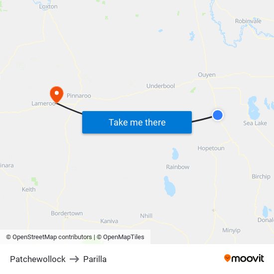 Patchewollock to Parilla map