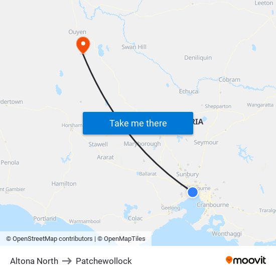 Altona North to Patchewollock map