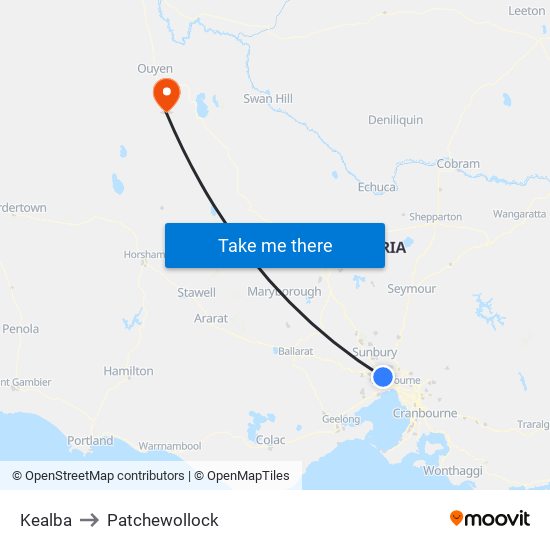 Kealba to Patchewollock map