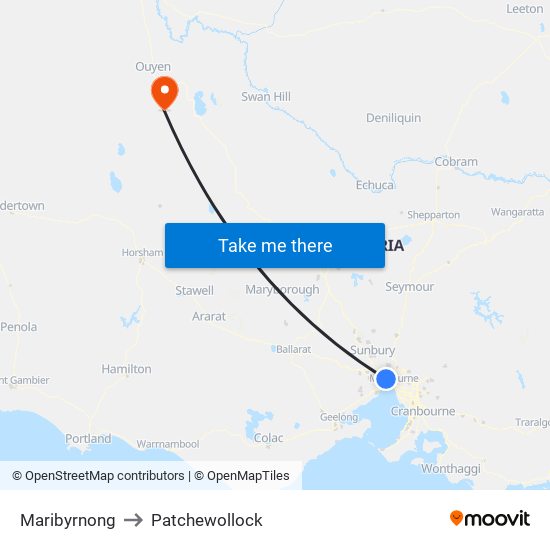 Maribyrnong to Patchewollock map