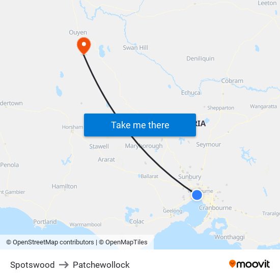 Spotswood to Patchewollock map