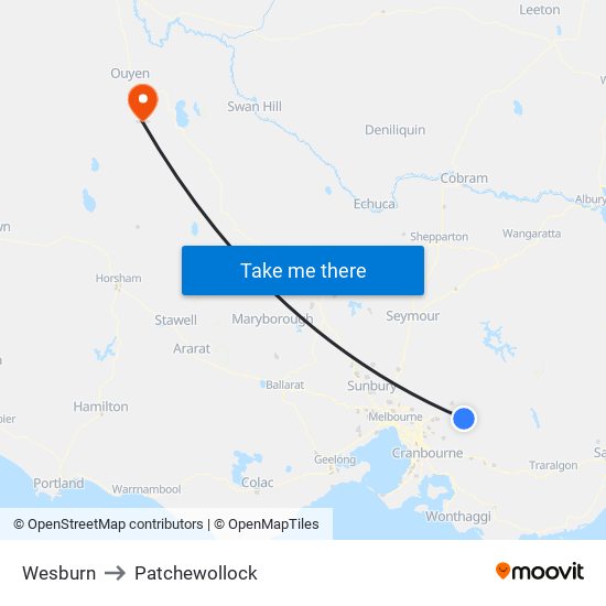 Wesburn to Patchewollock map