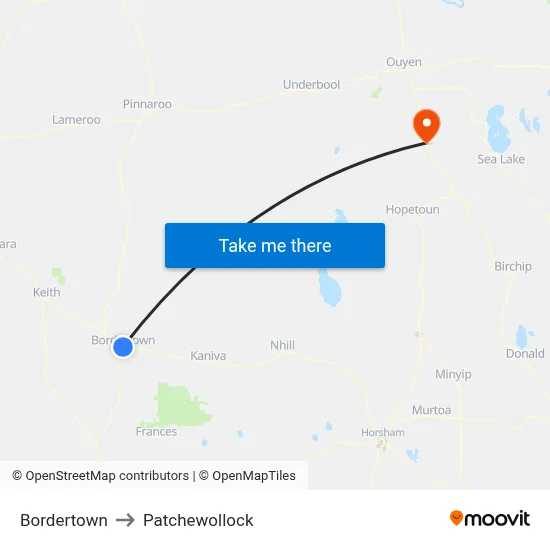 Bordertown to Patchewollock map