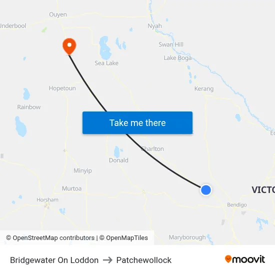 Bridgewater On Loddon to Patchewollock map