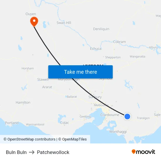 Buln Buln to Patchewollock map