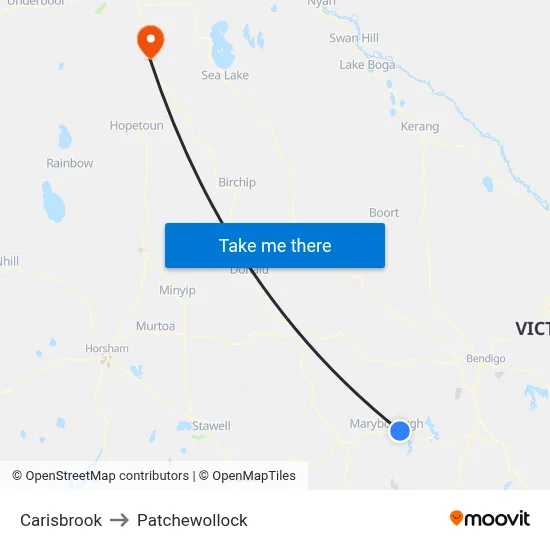 Carisbrook to Patchewollock map