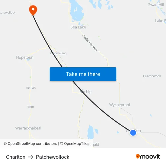 Charlton to Patchewollock map