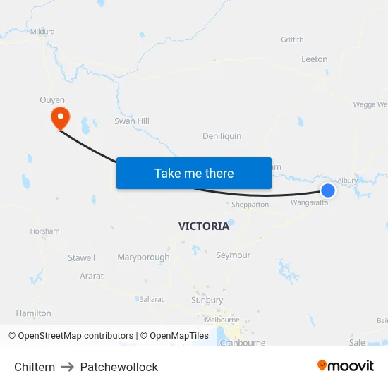 Chiltern to Patchewollock map