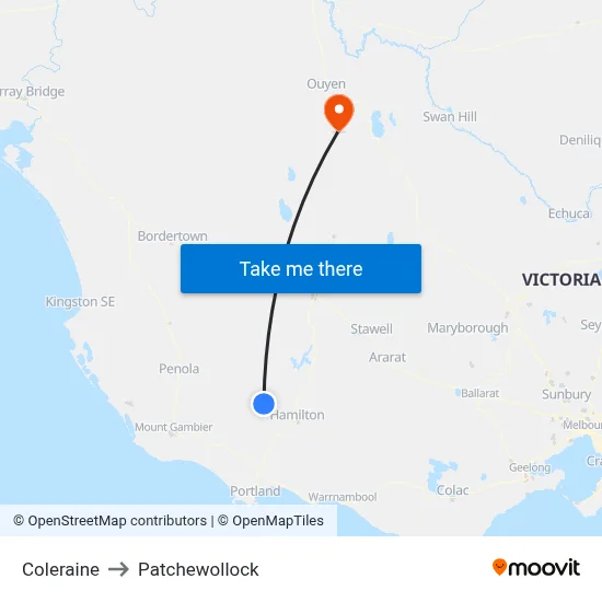 Coleraine to Patchewollock map