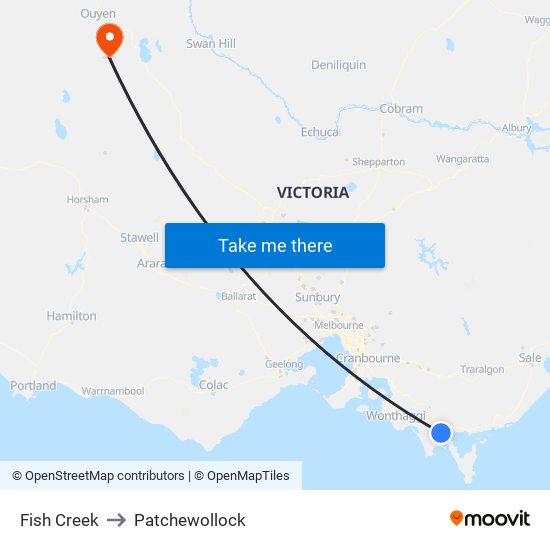 Fish Creek to Patchewollock map