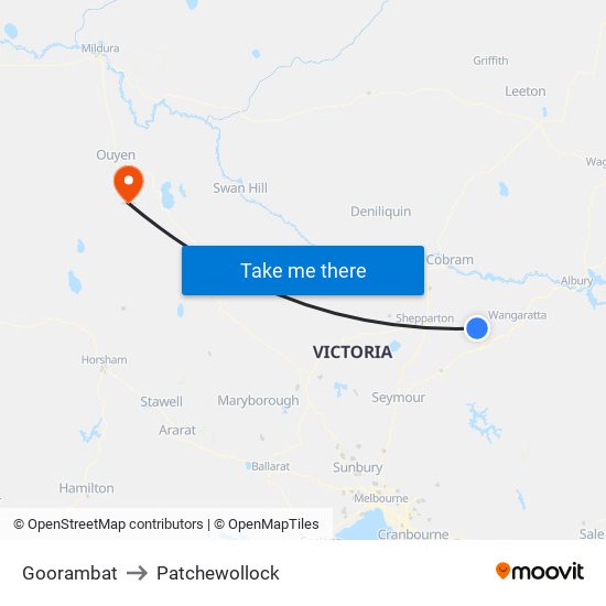 Goorambat to Patchewollock map