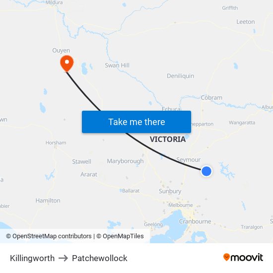 Killingworth to Patchewollock map