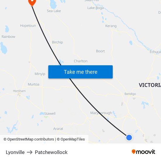 Lyonville to Patchewollock map
