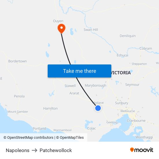 Napoleons to Patchewollock map