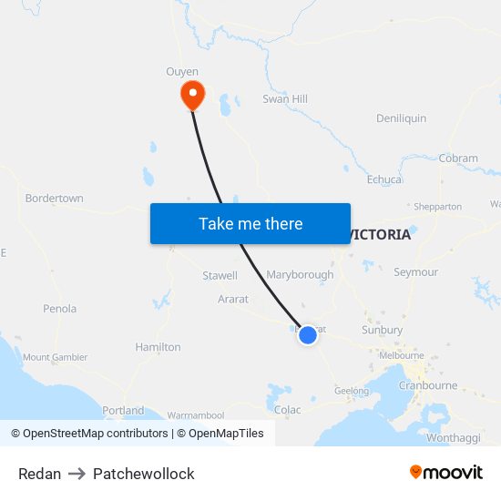 Redan to Patchewollock map