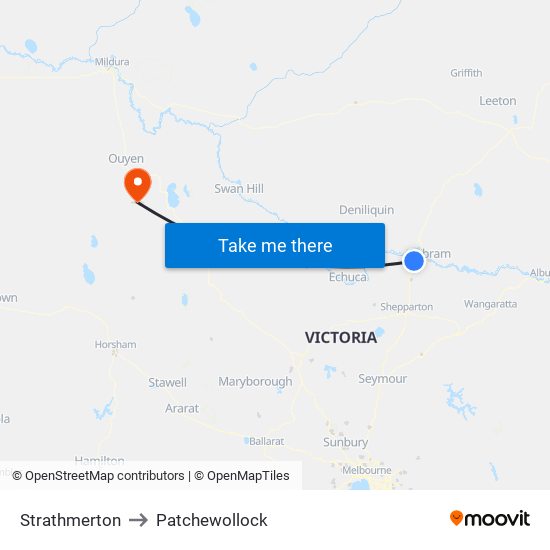 Strathmerton to Patchewollock map