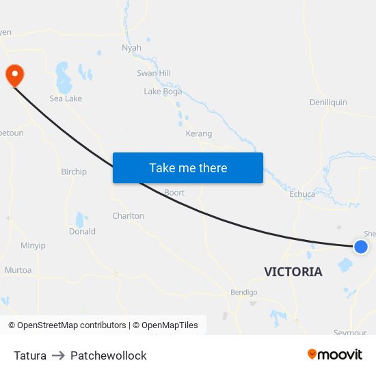 Tatura to Patchewollock map