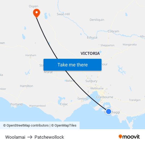 Woolamai to Patchewollock map