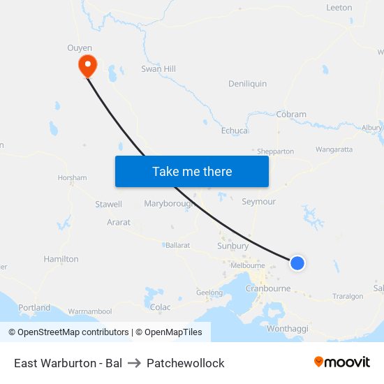 East Warburton - Bal to Patchewollock map