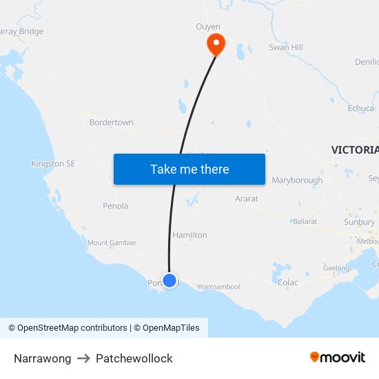 Narrawong to Patchewollock map