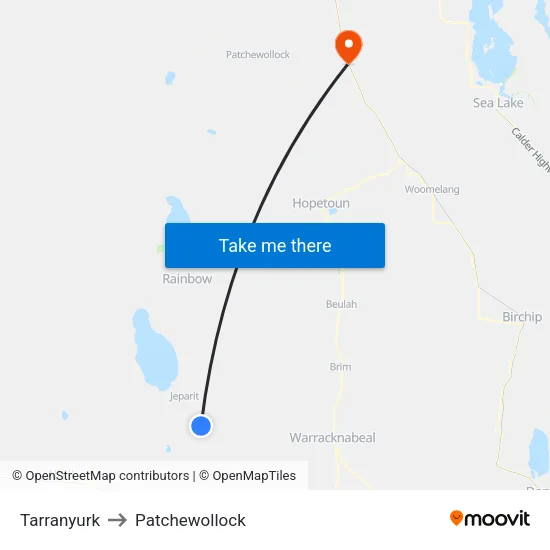 Tarranyurk to Patchewollock map