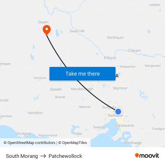 South Morang to Patchewollock map