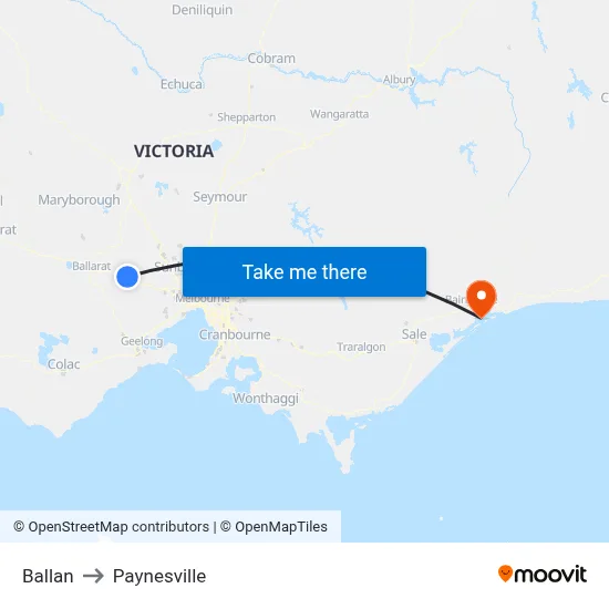 Ballan to Paynesville map