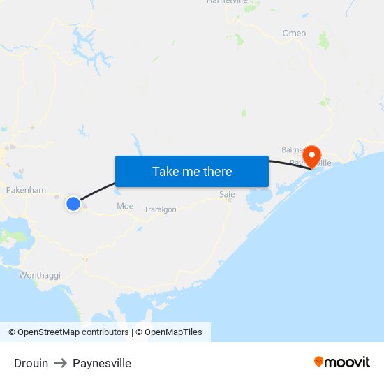 Drouin to Paynesville map