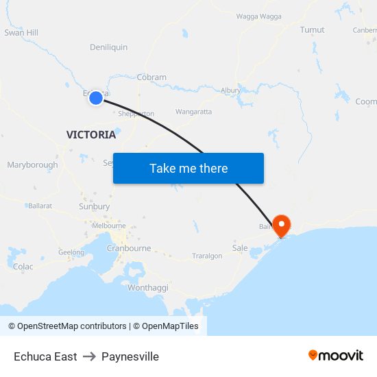 Echuca East to Paynesville map