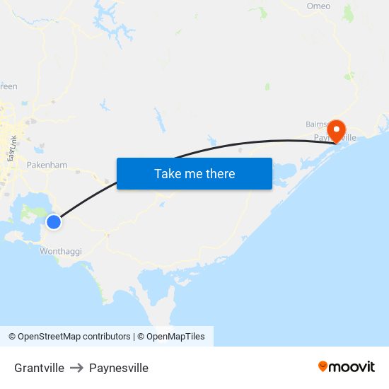 Grantville to Paynesville map