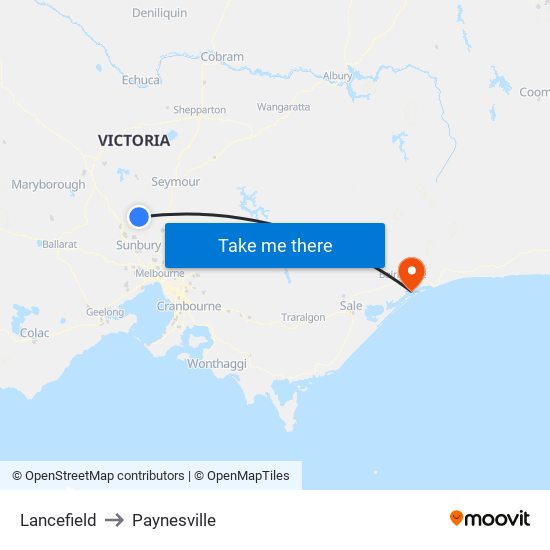 Lancefield to Paynesville map