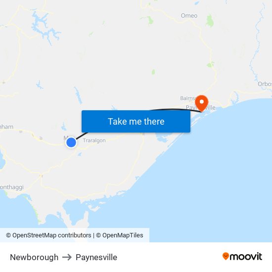 Newborough to Paynesville map