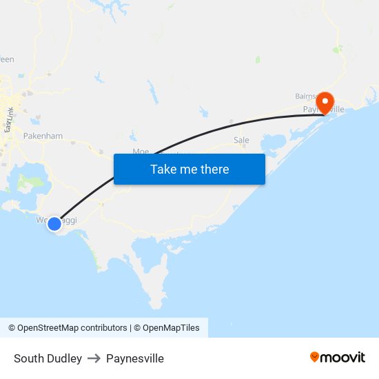 South Dudley to Paynesville map