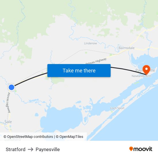Stratford to Paynesville map