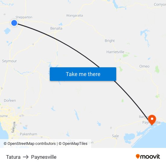 Tatura to Paynesville map